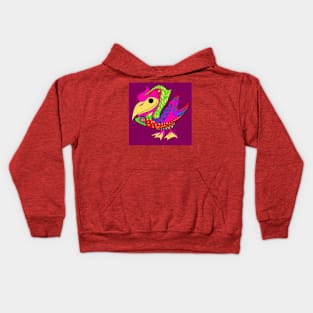 purple winged pelican ecopop tribal pattern Kids Hoodie